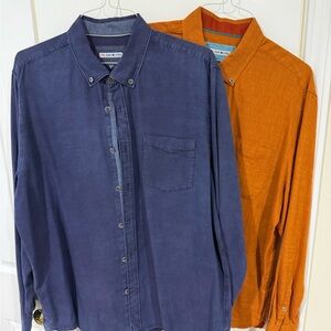 Stylish Blue and Orange Men's Casual Button-Down Shirts